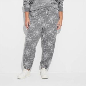 Gray Spiderweb Print Women's Joggers. Small